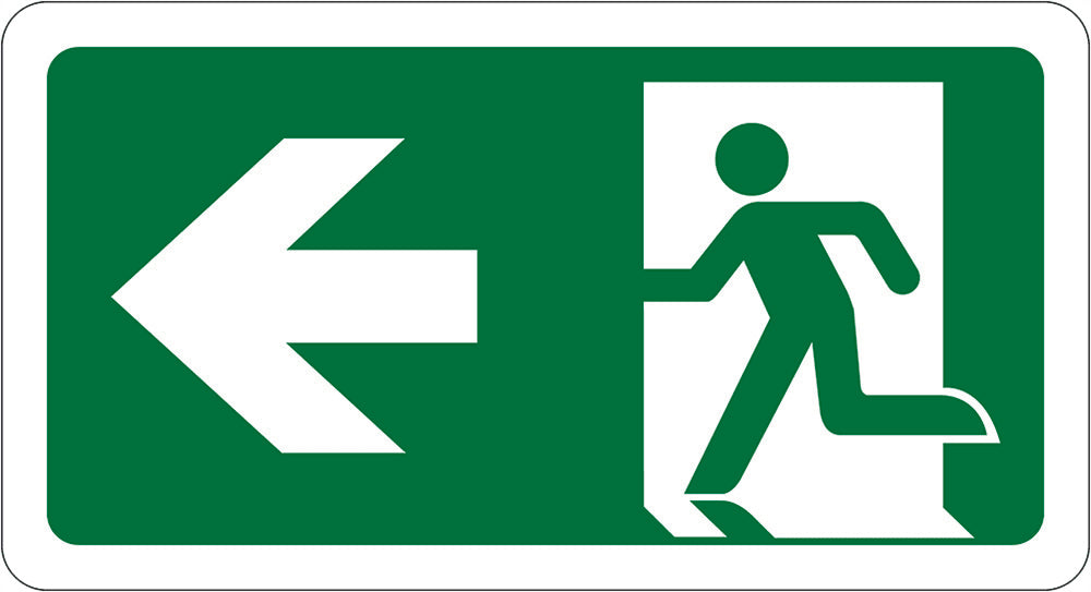 Emergency & Exit Sign| Running Man Arrow, Left W320mm x H170mm (Single Sided)