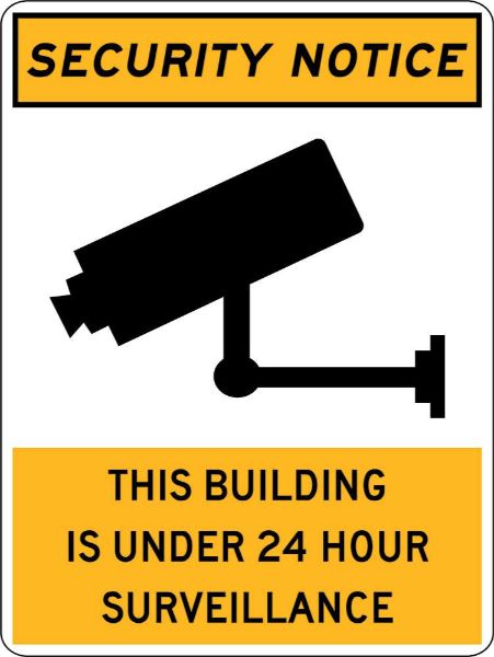 Security Notice 24 Hour Surveillance Sign - PVC 300 x 450mm (EACH)