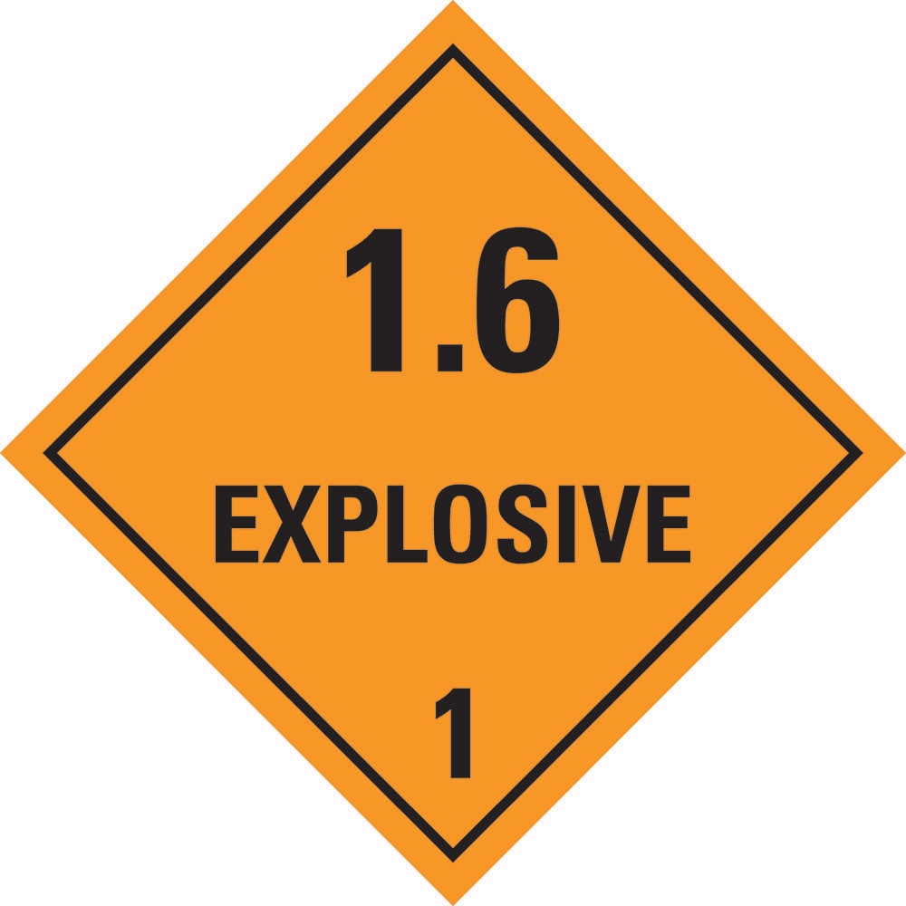 Dangerous Goods Label | 1.6 Explosive 1 W100mm H100mm (Roll of 500)
