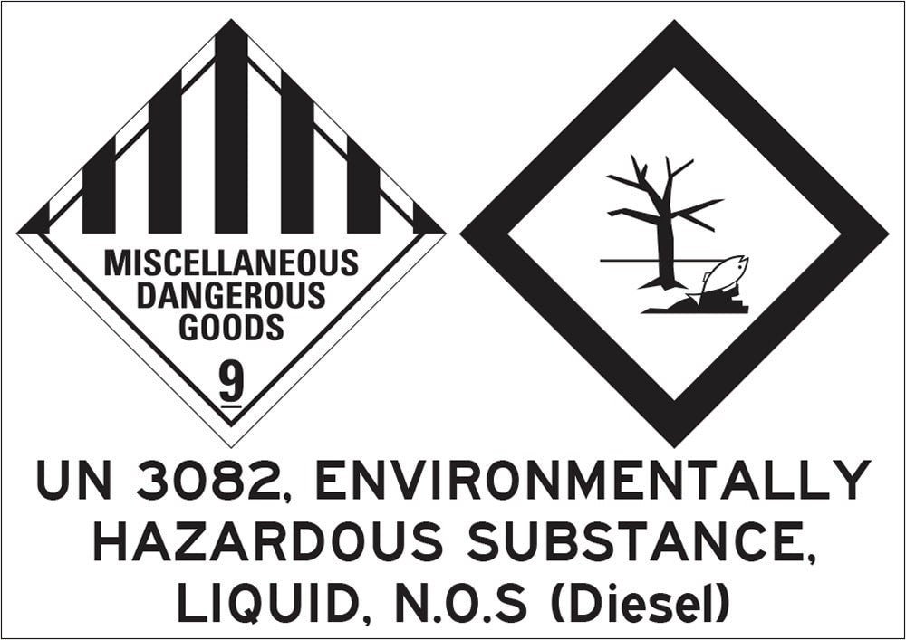 Dangerous Goods Label | Hazardous Substance Diesel W297mm x H210mm -