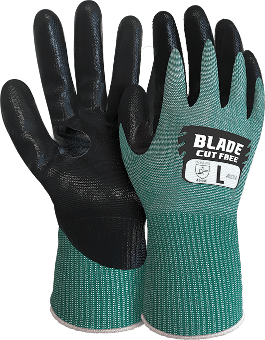 Blade Cut 5 Nitrile Gloves (Pair) - Green/Black (Size: M)
