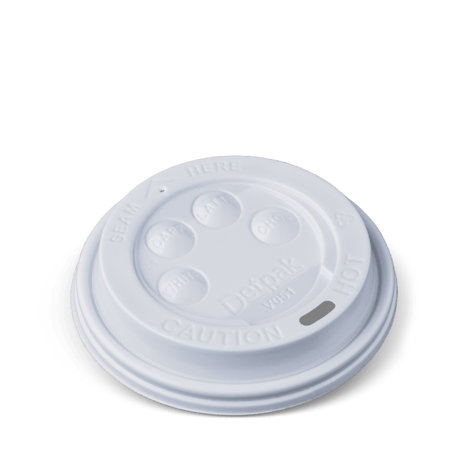 Detpak Hot Cup Lid, 80mm Diameter Button White Pack of 100 (Pack)