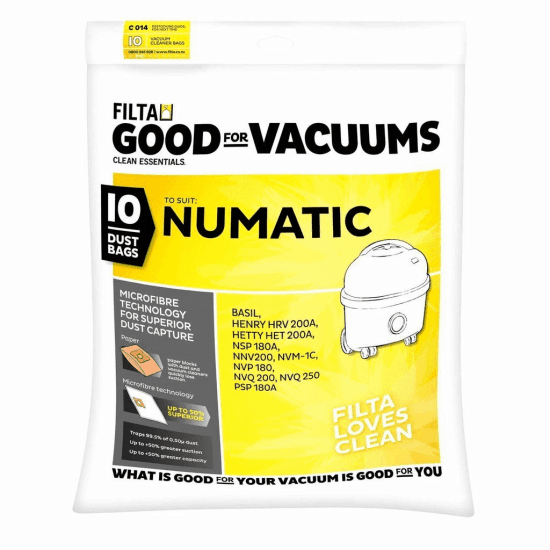 Filta C014 Vacuum Bag Numatic 9L 10pk-10/pack x 12/Case-Order Unit = Pack