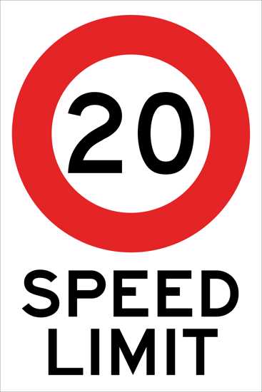 Speed Limit Sign | 20 Reflective - 300mm x H450mm - Single Sided