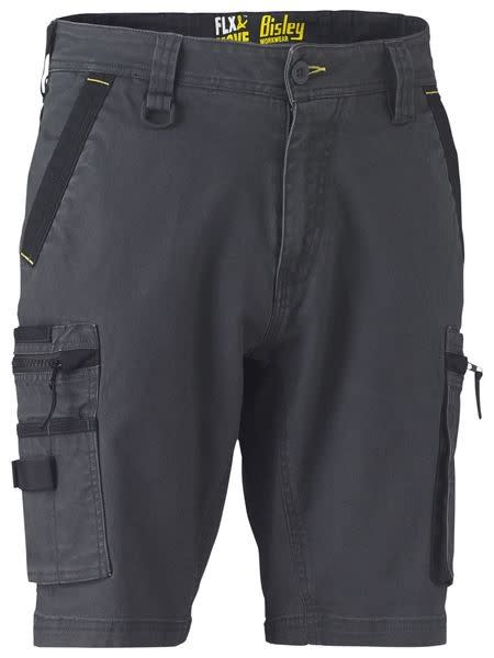 Bisley, FLX & MOVE Stretch Utility Zip Short (Pair) - Charcoal - Size: 17