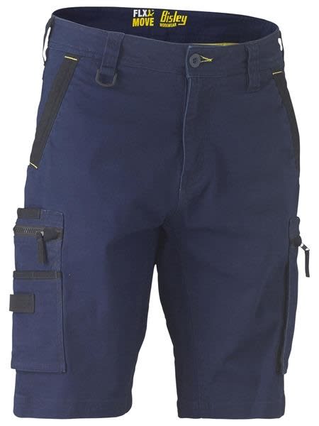 Bisley, FLX & MOVE Stretch Utility Zip Short (Pair) - Navy - Size: 132