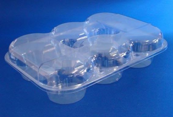 6 Pack Muffin Clamshell Container 243 x 170 x 60mm 350 (Case)