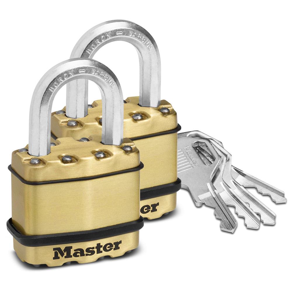 Master Lock Excell Brass Cover Steel Padlock 45mm (Pack of 2)
