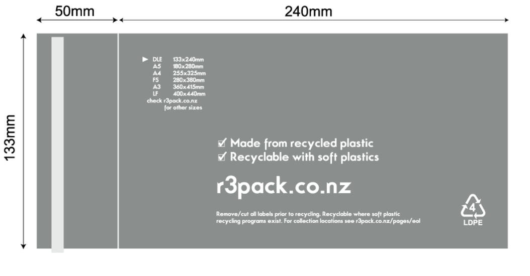 R3 Recycled Courier Bag DLE-133 x 244mm-100-Pack