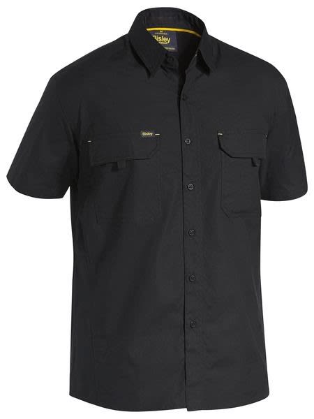 Bisley, Airflow Ripstop Short Sleeve Shirt, BS1414 - Black (Size: 4XL)