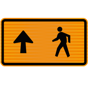 Pedestrian Sign | Straight Ahead, Right or Left W900mm x H450mm (Single Sided)