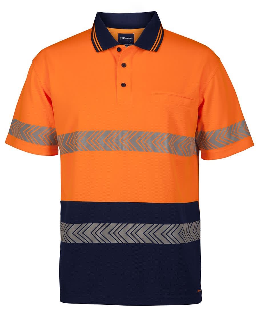 JB's Wear, Day/Night Short Sleeve Polo - Orange/Navy (Size: 5XL)