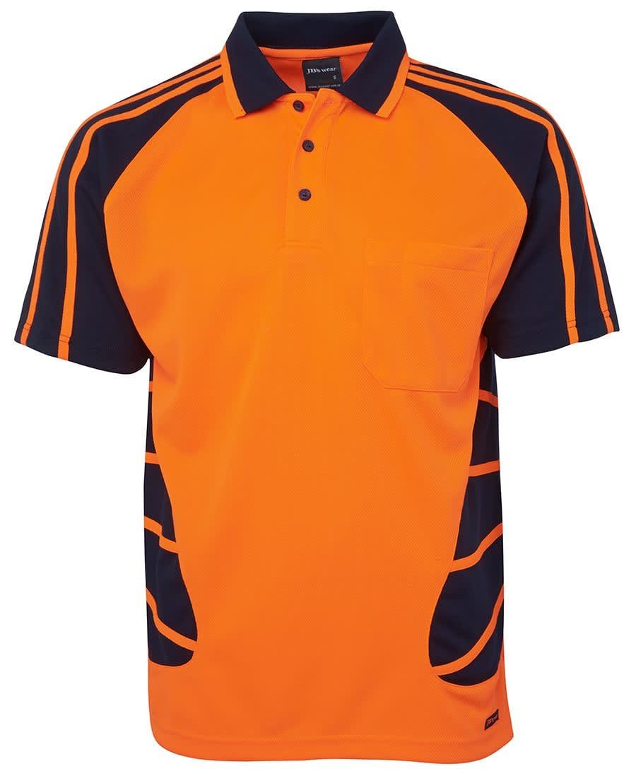 JB's Wear, Day short Sleeve Polo - Orange/Navy (Size: M)