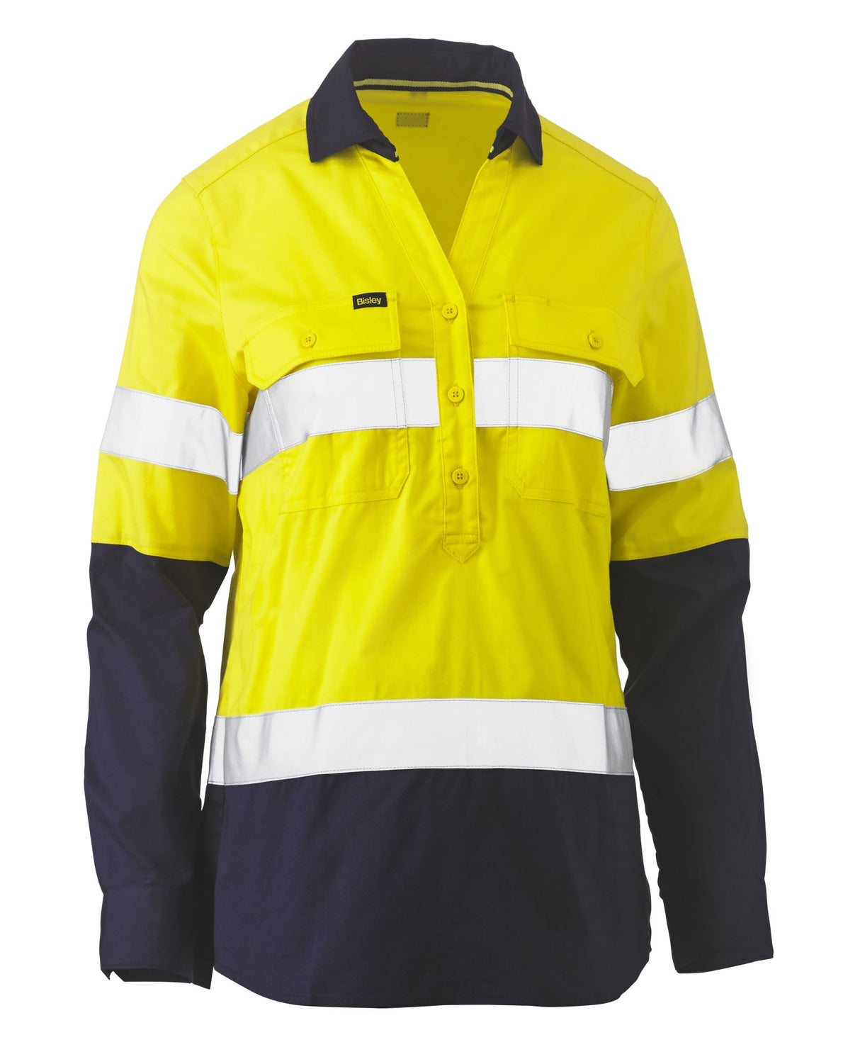 Bisley, Women's Hi Vis Stretch V-Neck Shirt (Each) - Size: 24 - Yellow