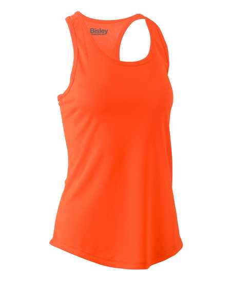 Bisley, Women's Racer Back Singlet, BKL0439 (Each) - Orange - Size: 14