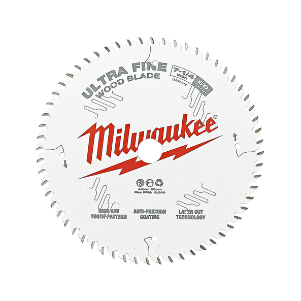 Milwaukee 184mm 60T Ultra Fine Circular Saw Blade (Each)