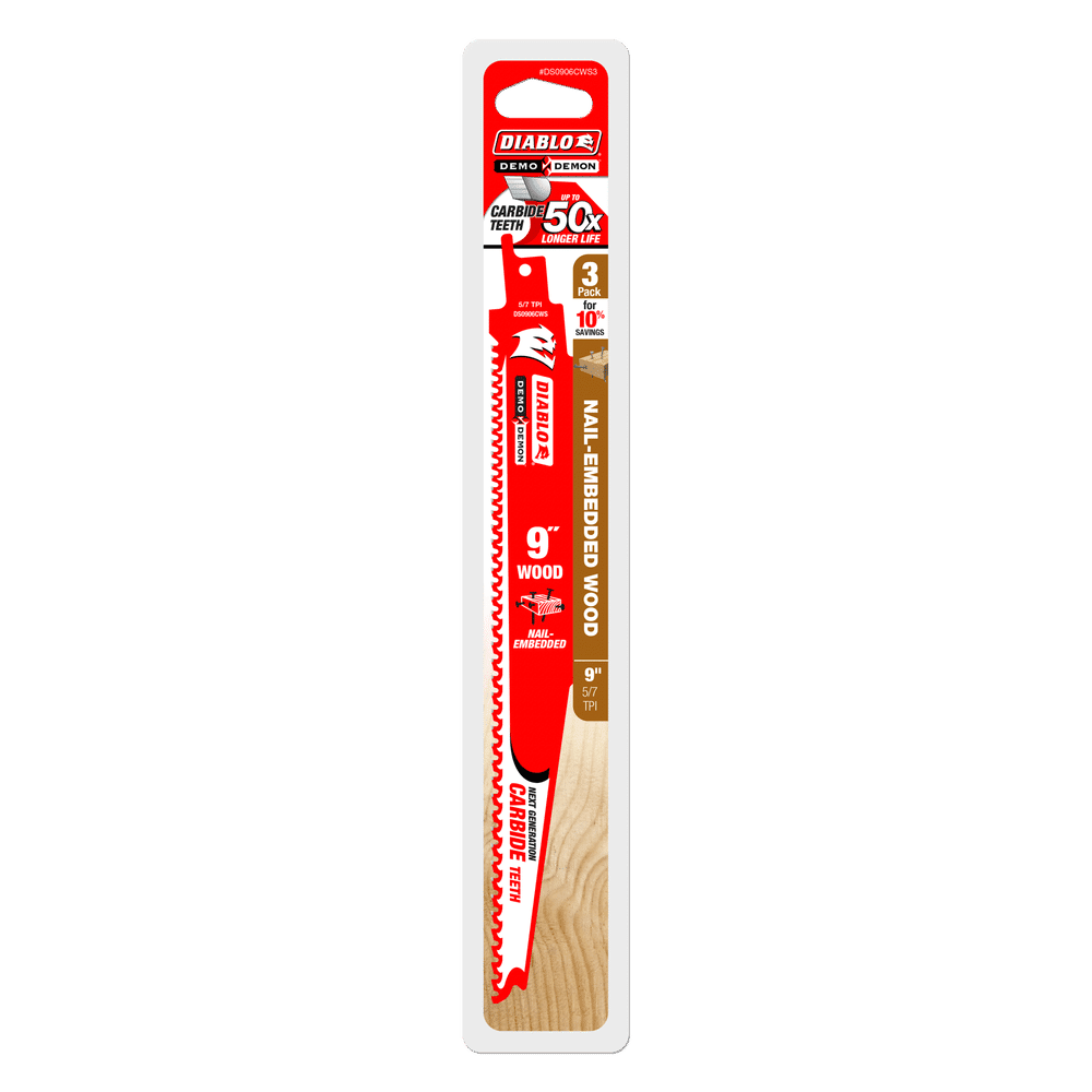 Diablo Steel Demon Carbide Reciprocating Blade 9" (Pack of 3)
