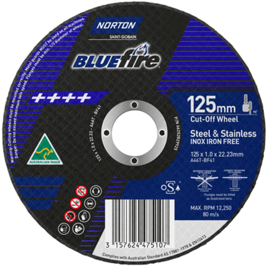 125 x 1 x 22mm Cut Off Disc Stainless Steel-Each