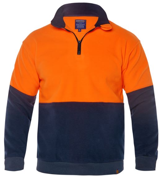 Workhorse, Hi Vis Fleece Pullover, MFL006 - Yellow/Navy - 2XL