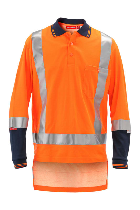 Hard Yakka TTMC Koolgear Polo NSP2HV - Fluro Ora/Navy - 2XL