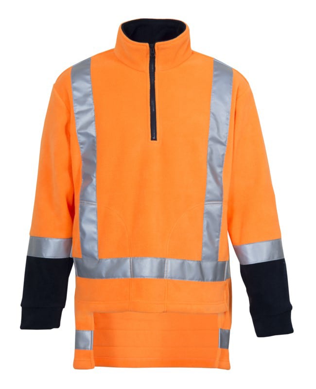 Workhorse, TTMC Fleece Pullover, MFL009 - Fluro Ora/Navy - 4XL