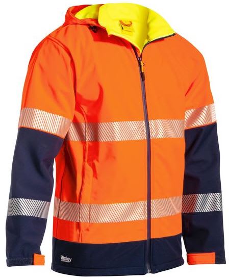 Bisley, Hi Vis Ripstop Soft Shell Jacket, BJ6934T (Each) - Size: SM - Orange