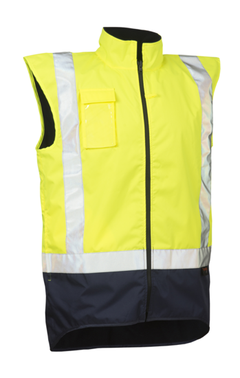 Tornado, Hi Vis Reversible Winter Vest (Each) - Navy/Yellow - Size: 5XL