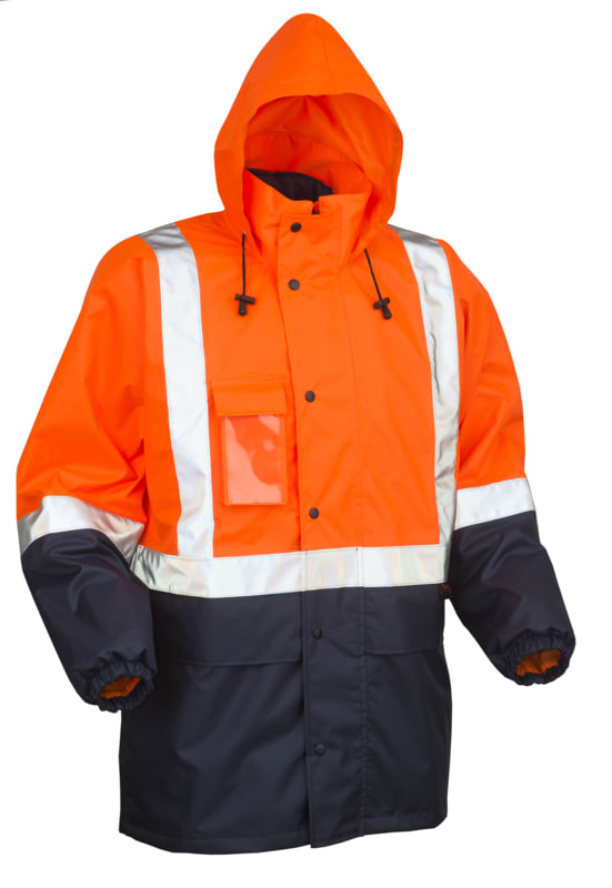 Tornado, Hi Vis 4-in-1 Jacket (Each) - Navy Fluro Orange - Size: M