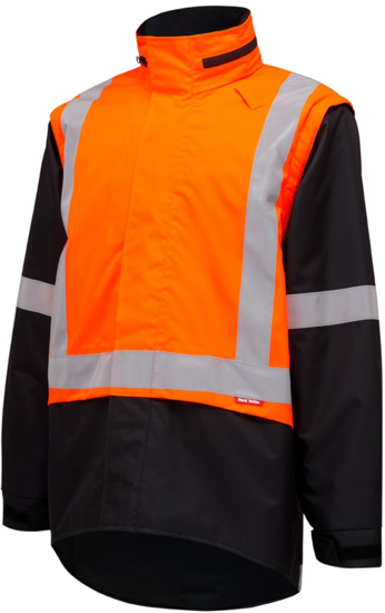 Hard Yakka, Hi Vis Zip Off Sleeve Jacket, N7JU05 - Orange/Black - Size: 3XL