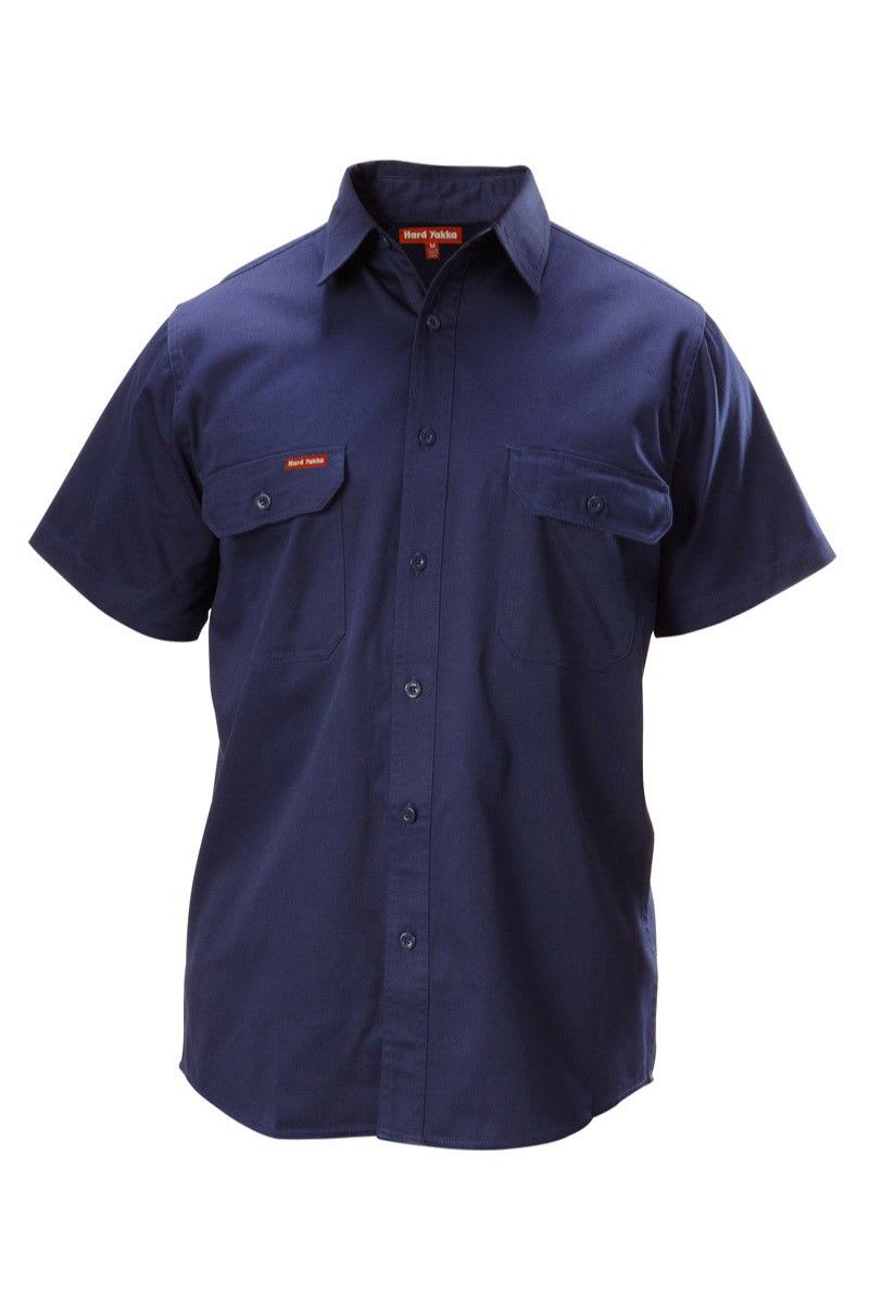 Hard Yakka, Foundations Cotton Shirt, Y07510 - Navy (Size: L)