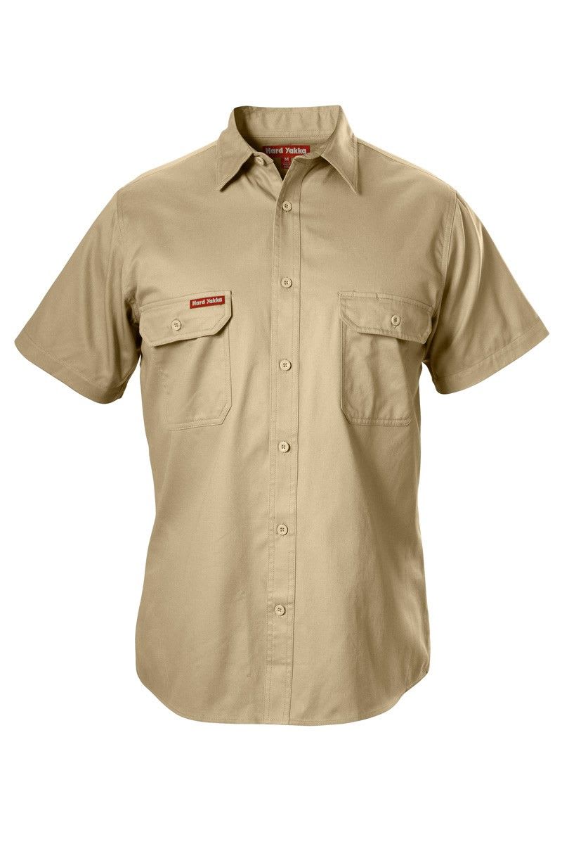 Hard Yakka, Foundations Cotton Shirt, Y07510 - Khaki (Size: M)