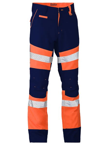 Bisley, Taped Biomotion Contrast Hi Vis Pant - Orange/Navy - 82