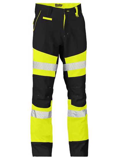 Bisley, Taped Biomotion Contrast Hi Vis Pant (Pair) - Yellow/Black - Size: 82