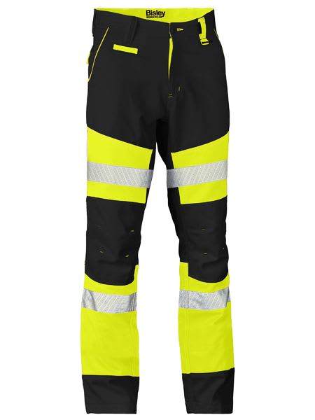 Bisley, Taped Biomotion Contrast Hi Vis Pant (Pair) - Yellow/Black - Size: 87