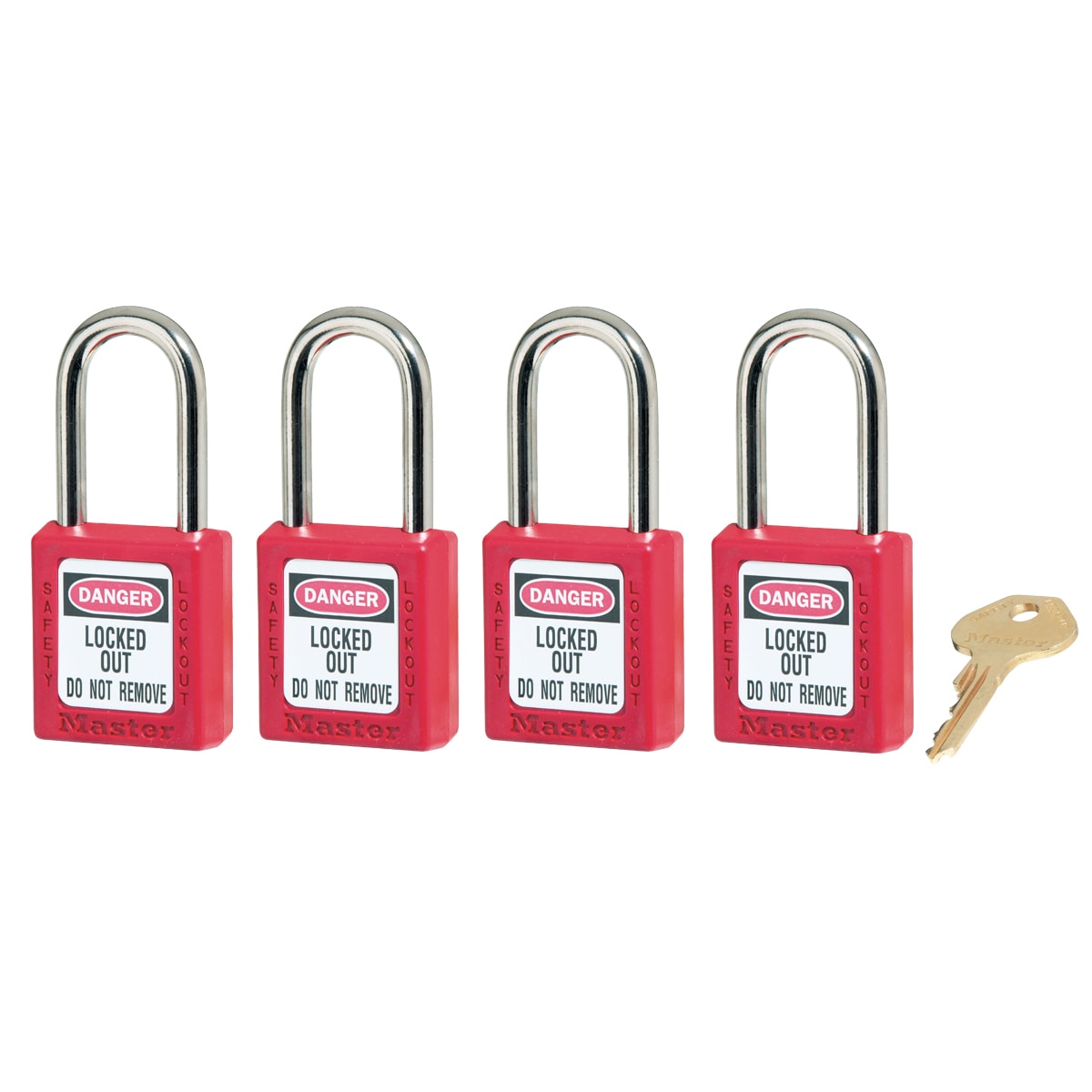 Master Lock 0410 Zenex Safety Lockout Padlock KEYED ALIKE, 38mm 4 (Pack) - Red