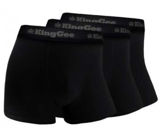 KingGee, Bamboo Trunks (Pack of 3), K19005 (Packet) - Black - Size: S
