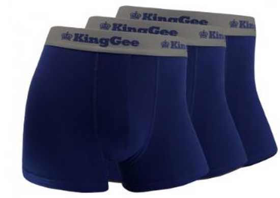 KingGee, Bamboo Trunks (Pack of 3), K19005 (Packet) - Navy - Size: L