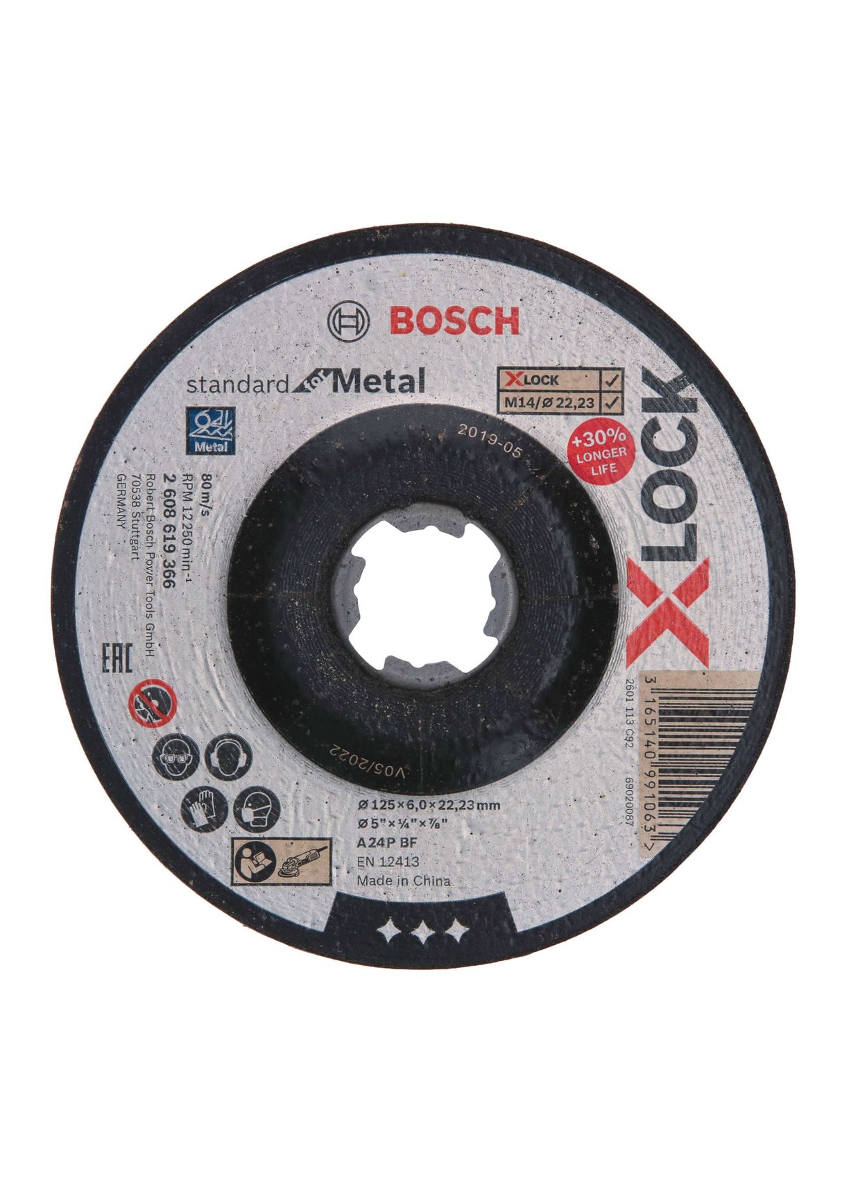 125 x 6 x 22mm Grinding Disc Std for Metal X-Lock (Each)