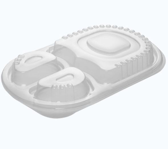 PP Oval 3-Compartments Meal Lid 50 (Pack)