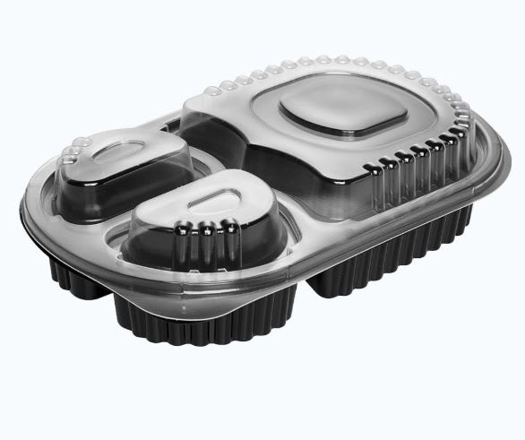 PP Oval 3-Compartments Meal Lid 50 (Pack)