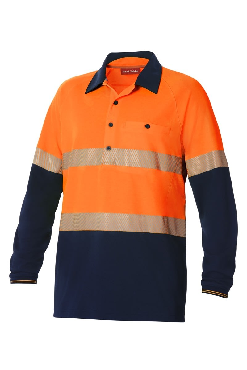 Hard Yakka, Hi Vis Koolgear Polo, Y11379 - Orange/Navy - S