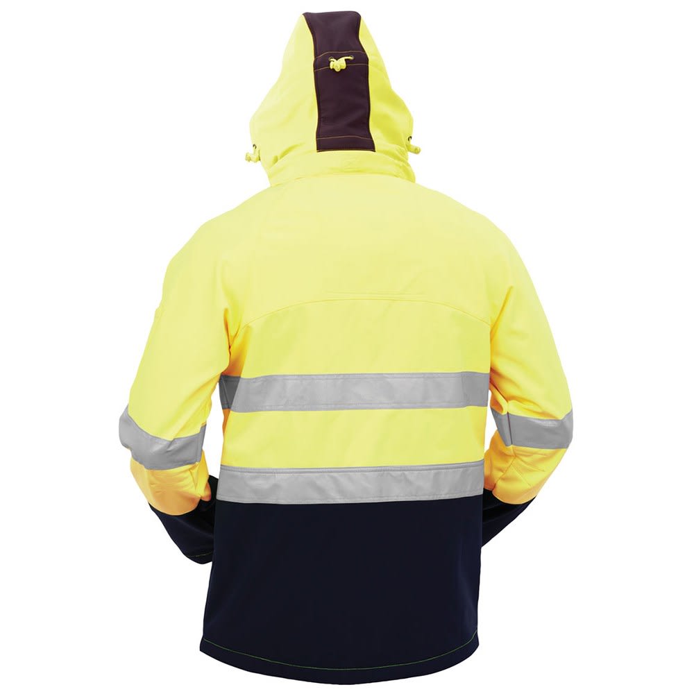 Bison, Stamina Hi Vis Soft Shell Jacket, 36205 - Yellow/Navy (Size: S)