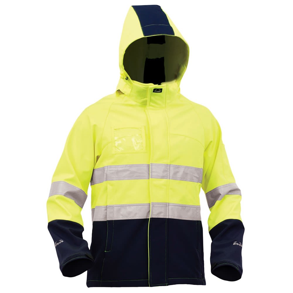 Bison, Stamina Hi Vis Soft Shell Jacket, 36205 - Yellow/Navy (Size: S)