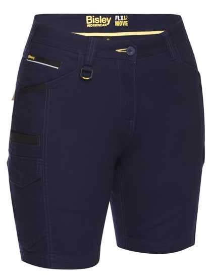 Bisley, Women's FLX & MOVE Cargo Short, BSHL1044 (Pair) - Navy - Size: 10
