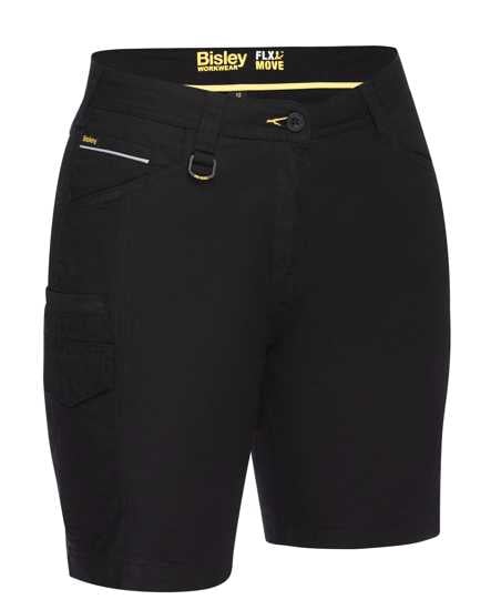 Bisley, Women's FLX & MOVE Cargo Short, BSHL1044 (Pair) - Black - Size: 24