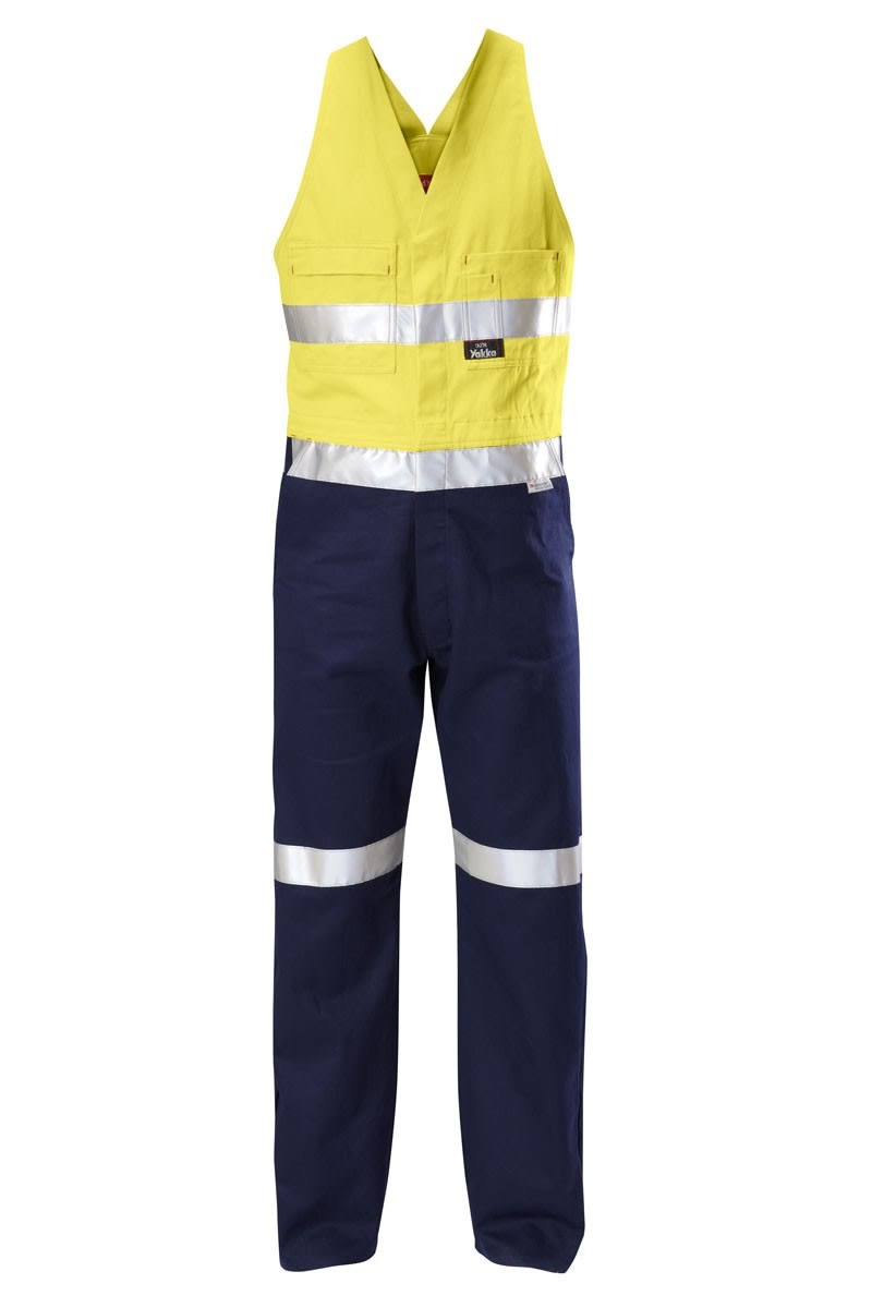 Hard Yakka, Hi Vis Easy Action Overall,Stout Fit (Pair) - Size: 122 - Yellow
