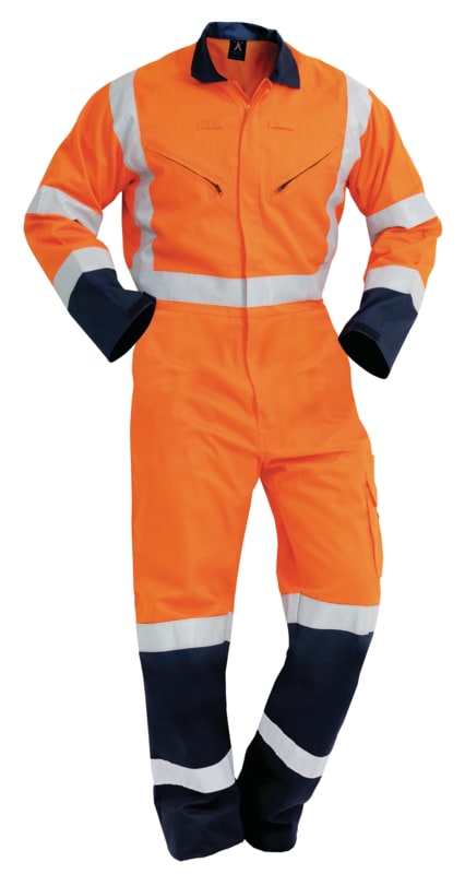 Bison, TTMC-W17 Lightweight Zip Overall, 433022 - Orange/Navy (Size: 117)