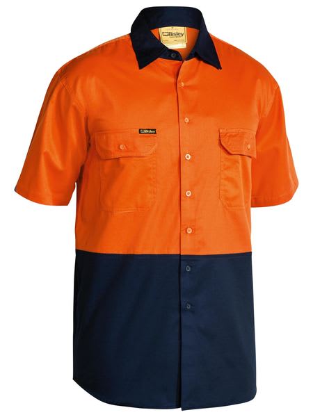 Bisley, Hi Vis Lightweight Shirt, BS1895 - Orange/Navy (Size: S)