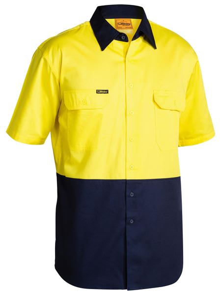 Bisley, Hi Vis Lightweight Shirt, BS1895 - Yellow/Navy - 5XL