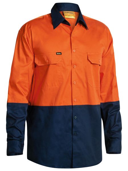 Bisley, Hi Vis Long Sleeve Shirt, BS6895 - Orange/Navy (Size: XL)